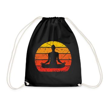 Vintage Sonne und Yoga - - Turnbeutel - Schwarz - Vorne