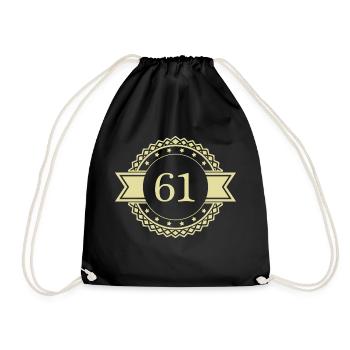 61 Number Emblem - Drawstring Bag - black - Front