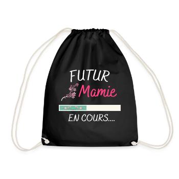 Futur Mamie Annonce Grossesse Cadeau Grand Mère - Drawstring Bag - black - Front