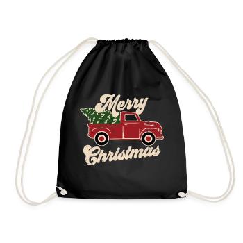 Christmas Groovy Xmas Tree Truck - Merry Christmas - Turnbeutel - Schwarz - Vorne