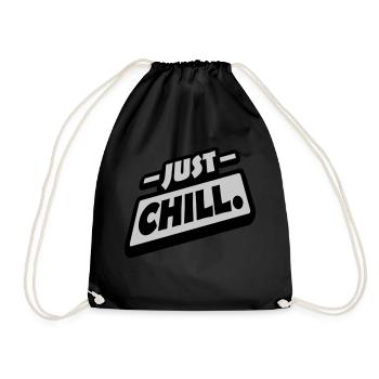 Just Chill Text Logo - Drawstring Bag - black - Front