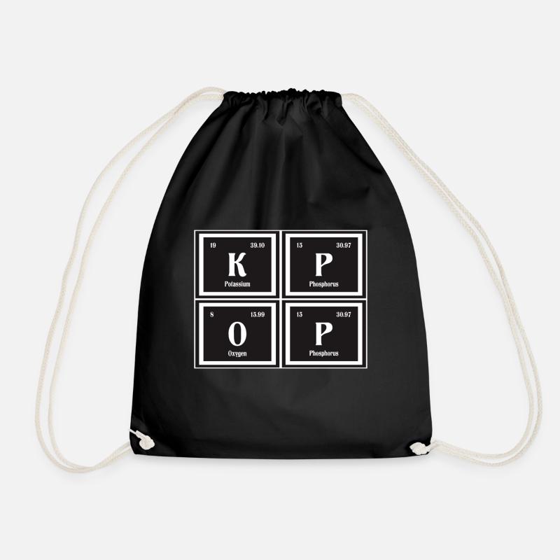 K-Pop | Periodic Table of Elements - Drawstring Bag - black