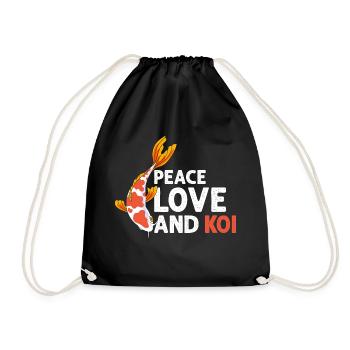 Peace LOVE And KOI Awesome Koi Lover T-Shirt - Drawstring Bag - black - Front