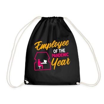 Retro Employee Of The Pandemic Year Funny - Drawstring Bag - black - Front