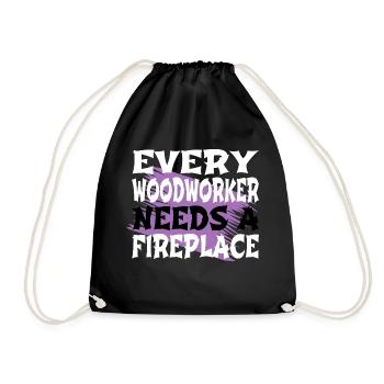 tree feller felling chainsaw grab - Drawstring Bag - black - Front