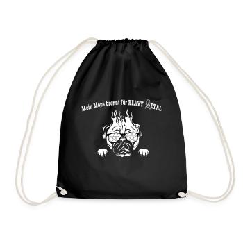 Mein Mops brennt für Heavy Metal - Turnbeutel - Schwarz - Vorne