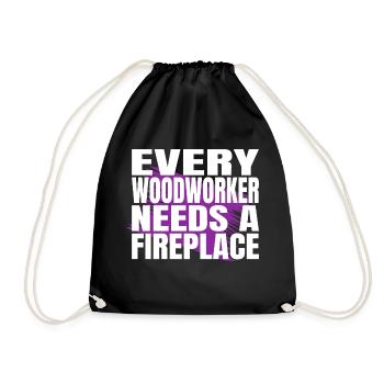cool logging lumberjackwoodworking carpenter - Drawstring Bag - black - Front