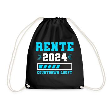 Rente 2024 Countdown Läuft Rente 2024 - Turnbeutel - Schwarz - Vorne