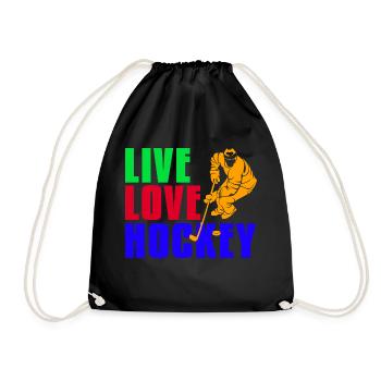 Rétro Vintage LIVE LOVE HOCKEY Cool T-Shirt - Sac de sport léger - noir - Devant