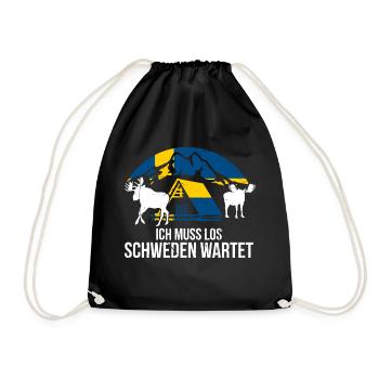 Ich Muss Los Schweden Wartet Schweden Geschenk - Turnbeutel - Schwarz - Vorne
