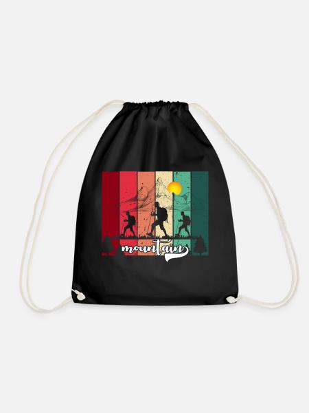 Wandern Berge T-Shirt Wanderliebe Natur Outdoor - Turnbeutel - Schwarz