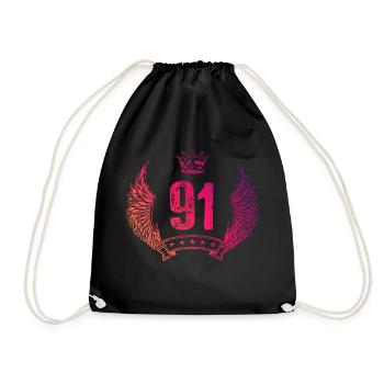 91 Number crown - Drawstring Bag - black - Front
