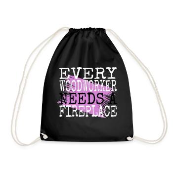 humor lumberjack hearbeat wood - Drawstring Bag - black - Front