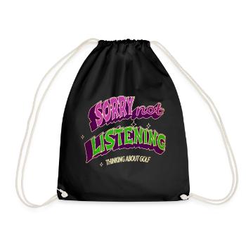 happy golf course golf ball golfgirl statement - Turnbeutel - Schwarz - Vorne