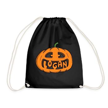 Logan Halloween Kürbis - Turnbeutel - Schwarz - Vorne