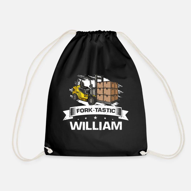 Warehouse workers for forklift drivers and forklifts - Drawstring Bag - black