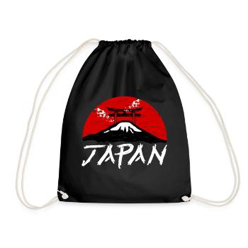 Japan Sonne Schriftzug Nihon Torii - 日本 - Turnbeutel - Schwarz - Vorne