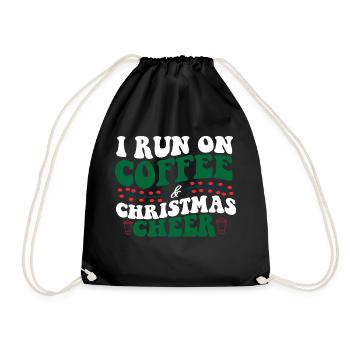 I Run On Coffee & Christmas Cheer-Xmas-Funny - Drawstring Bag - black - Front