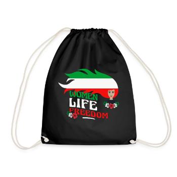 Cute Iranian Women - Women Life Freedom - Drawstring Bag - black - Front