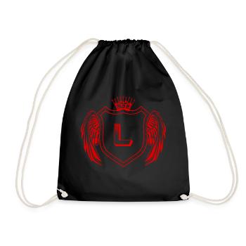 L letter Coat of arms - Drawstring Bag - black - Front
