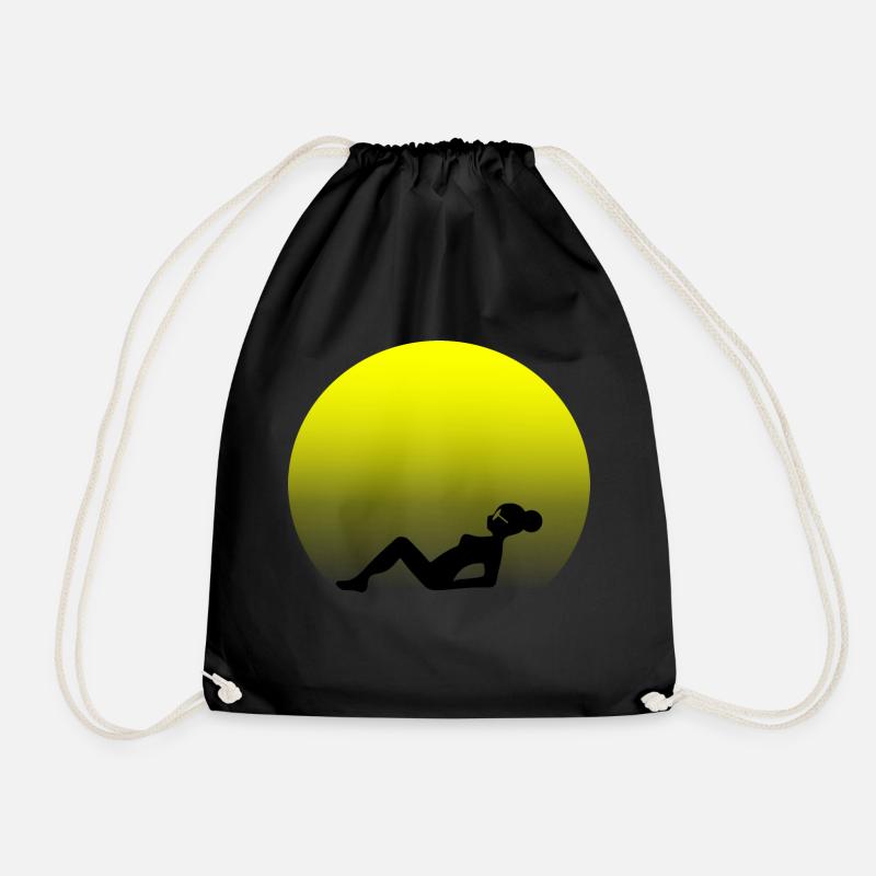 silhouette woman sunbathing - Drawstring Bag - black