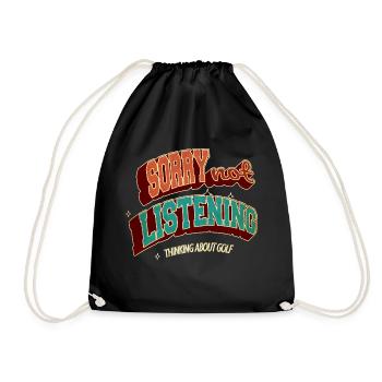 sport humor golfkids joke golf ball golfdad - Drawstring Bag - black - Front