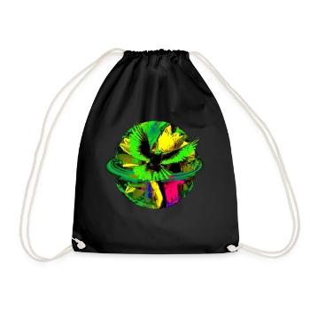 Frieden Taube Welt Planet Blume PopArt - Turnbeutel - Schwarz - Vorne
