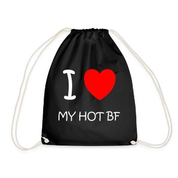 Express your love with our 'I love my BF' Design - Drawstring Bag - black - Front