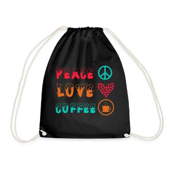 FRIEDEN LIEBE KAFFEE - Turnbeutel - Schwarz - Vorne