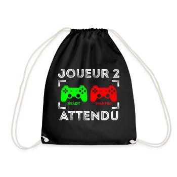 joeur 2 attendu - jeu video gamer - Sac de sport léger - noir - Devant