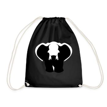 Little Elephant Cartoon Cute Vector 2 - Drawstring Bag - black - Front