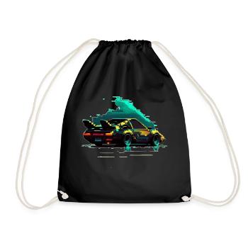 Heisser Sportwagen 80er neon retro Pixelart 8bit - Turnbeutel - Schwarz - Vorne