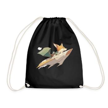 Haki the fox and his paper plane - Drawstring Bag - black - Front