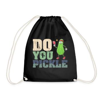 Pickle Gurke Pickelball Schläger Lustig - Turnbeutel - Schwarz - Vorne