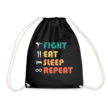 fight, eat, sleep, repeat, sport de combat - Sac de sport léger - noir - Devant