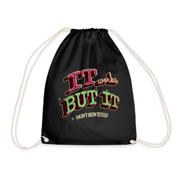 dads favorite gift admin computer humour - Drawstring Bag - black - Front