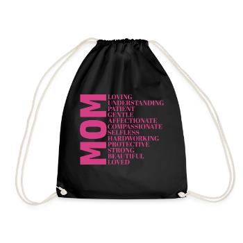 Mom Loving Understanding Patient Mom Definition - Drawstring Bag - black - Front