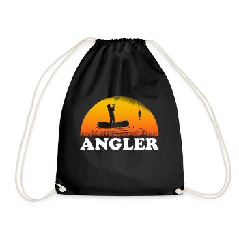 Angler Sonnenuntergang Motiv Zubehör Geschenk Mann - Turnbeutel - Schwarz - Vorne