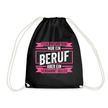 Feuerwehr Feuerwehrfrau - Turnbeutel - Schwarz - Vorne