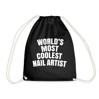 world's most coolest nail artist - Drawstring Bag - black - Front
