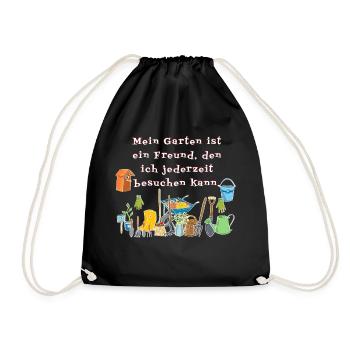 mein Garten ist mein Freund…. - Turnbeutel - Schwarz - Vorne