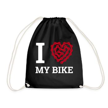 J’aime mon cœur de chaîne de vélo - Sac de sport léger - noir - Devant