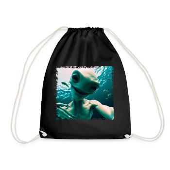 Alien Selfie - Unterwasserabenteuer - Turnbeutel - Schwarz - Vorne