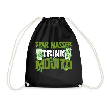 Mojito Spar Wasser trink Mojito Cocktail - Turnbeutel - Schwarz - Vorne