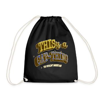 present idea statement gift animal pet cat humor - Drawstring Bag - black - Front