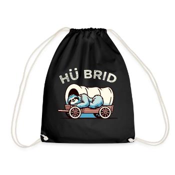 Hü Brid - Lustiges Hybrid Auto - Faultier - Turnbeutel - Schwarz - Vorne