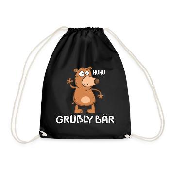 Grüßlybär - Turnbeutel - Schwarz - Vorne