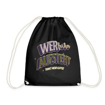 frühstück kaffeetasse coffeeshop humor geschenk - Turnbeutel - Schwarz - Vorne