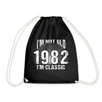 Jahrgang 1982 Retro 42 Jahre alt - Ich bin nicht alt, - Turnbeutel - Schwarz - Vorne