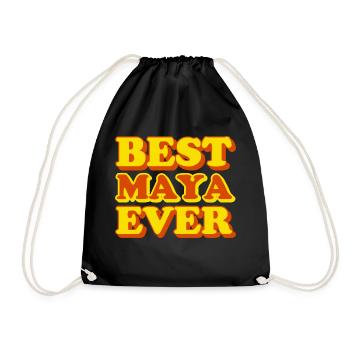 Mayan first name, funny gift - Drawstring Bag - black - Front